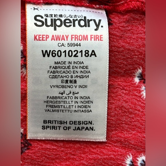 Superdry Sunny lace detail button front top in Red Ditsy Size: 6 NWT - Picture 6 of 11